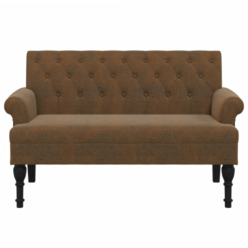 Sitzbank mit Rückenlehne Braun 120x62x75,5 cm Wildleder-Optik