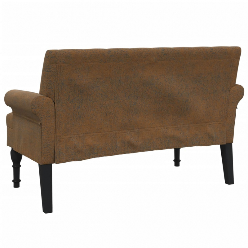 Sitzbank mit Rückenlehne Braun 120x62x75,5 cm Wildleder-Optik