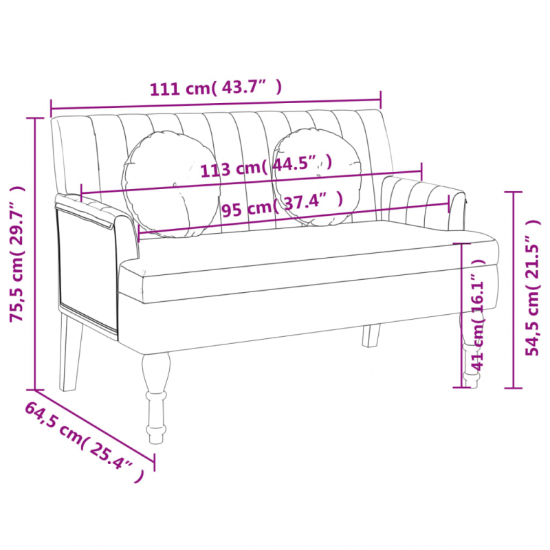 Sitzbank mit Kissen Dunkelgrau 113x64,5x75,5 cm Stoff