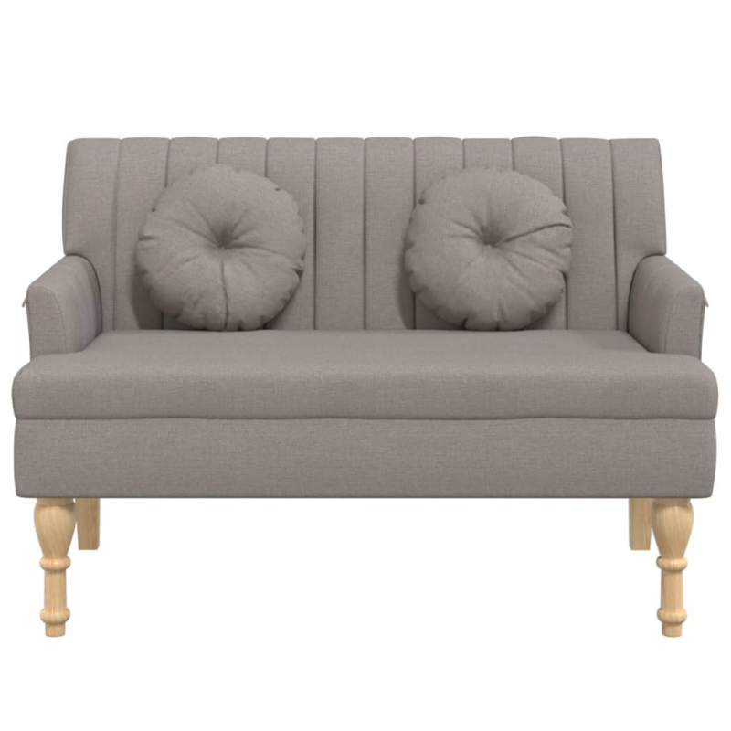 Sitzbank mit Kissen Taupe 113x64,5x75,5 cm Stoff