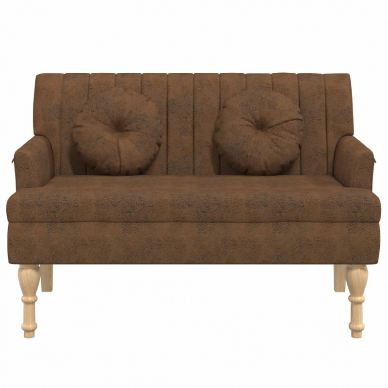 Sitzbank mit Kissen Braun 113x64,5x75,5 cm Wildleder-Optik