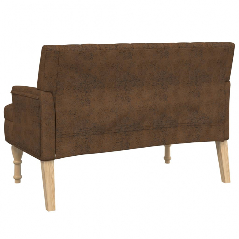 Sitzbank mit Kissen Braun 113x64,5x75,5 cm Wildleder-Optik