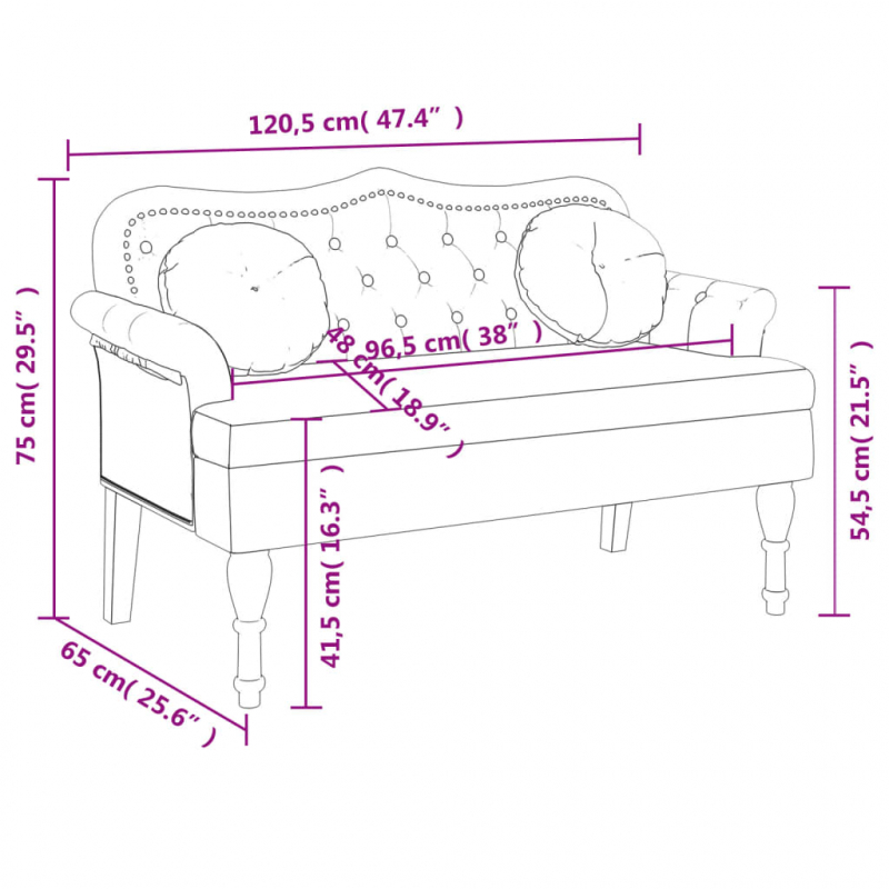 Sitzbank mit Kissen Dunkelgrau 120,5x65x75 cm Samt