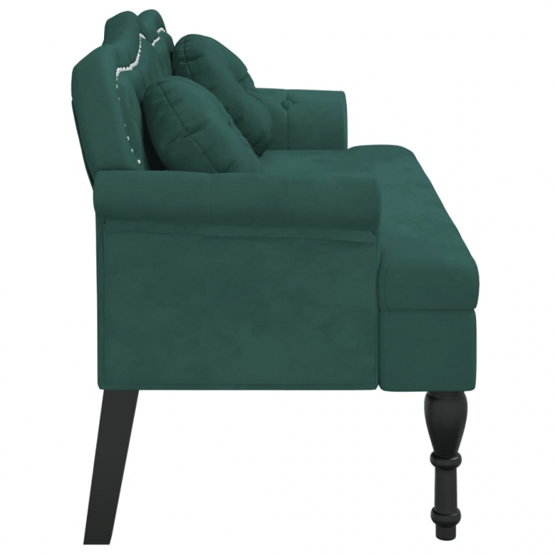 Sitzbank mit Kissen Dunkelgrün 120,5x65x75 cm Samt