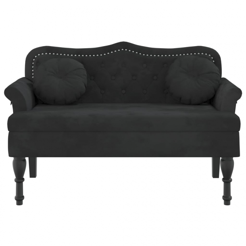 Sitzbank mit Kissen Schwarz 120,5x65x75 cm Samt