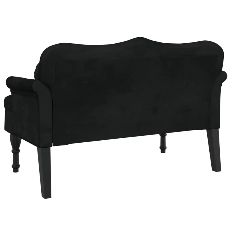 Sitzbank mit Kissen Schwarz 120,5x65x75 cm Samt
