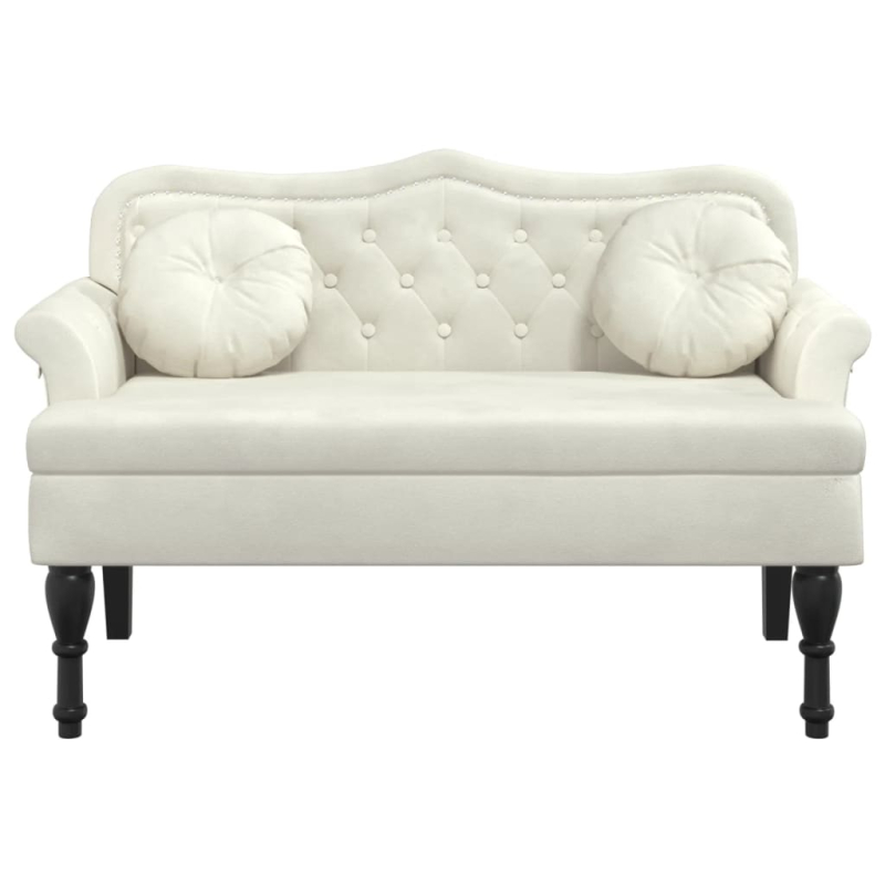 Sitzbank mit Kissen Creme 120,5x65x75 cm Samt