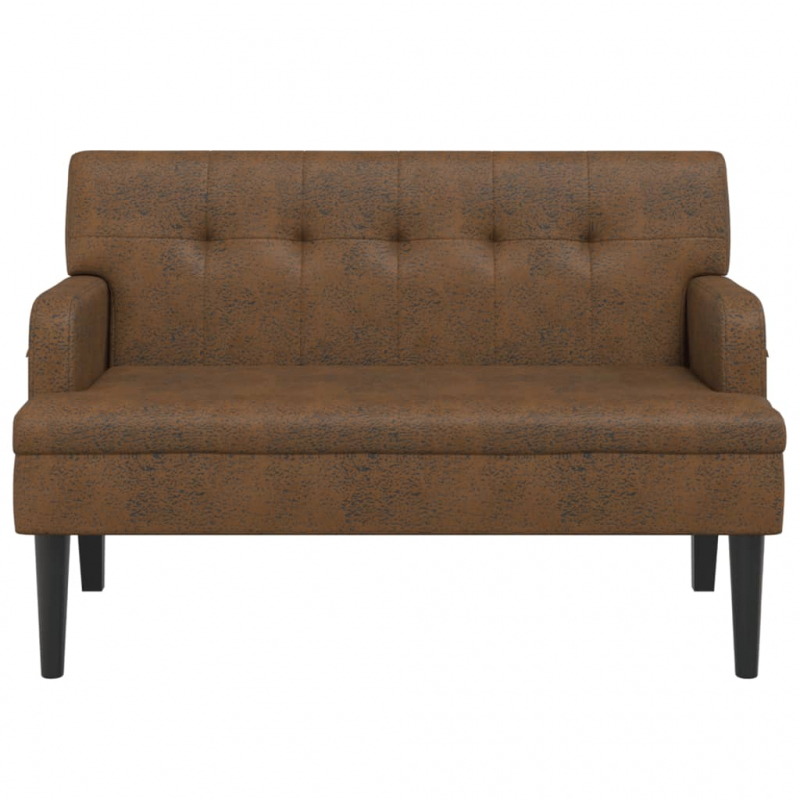 Sitzbank mit Rückenlehne Braun 112x65,5x75 cm Wildleder-Optik