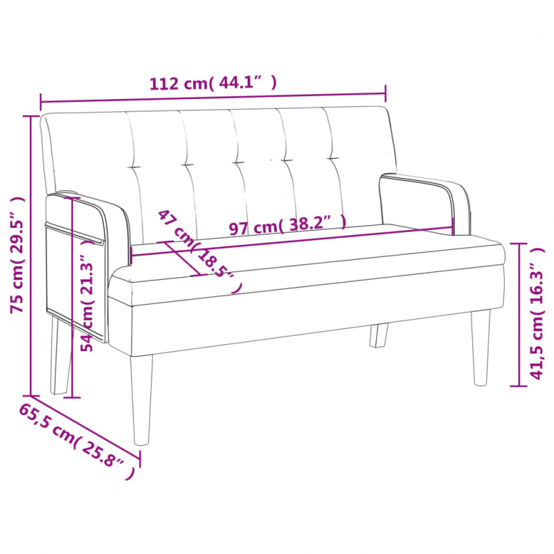 Sitzbank mit Rückenlehne Braun 112x65,5x75 cm Wildleder-Optik