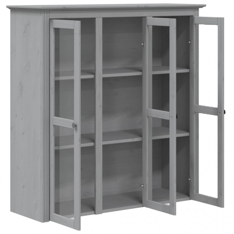Highboard BODO Grau 115,5x43x200,5 cm Massivholz Kiefer