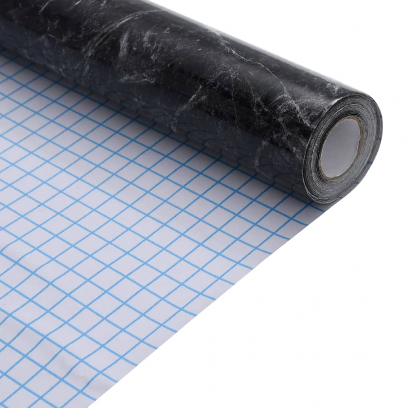 Möbelfolien Selbstklebend Marmor-Optik Schwarz 90x500 cm PVC