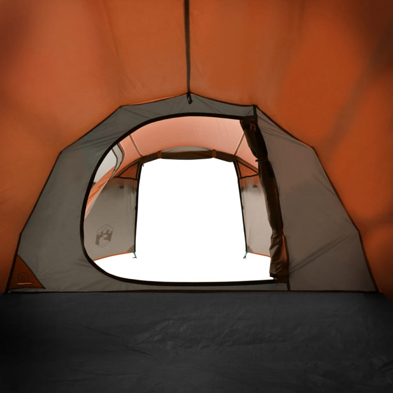 Tunnelzelt 3 Personen Grau und Orange Wasserdicht