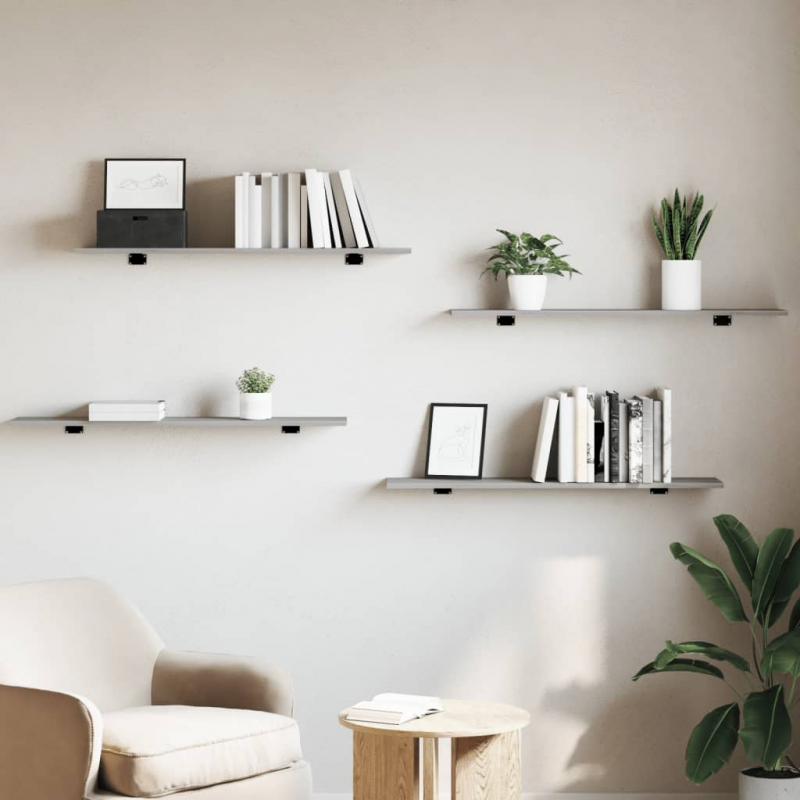 Wandregale 4 Stk. Grau Sonoma 100x20x1,5 cm Holzwerkstoff