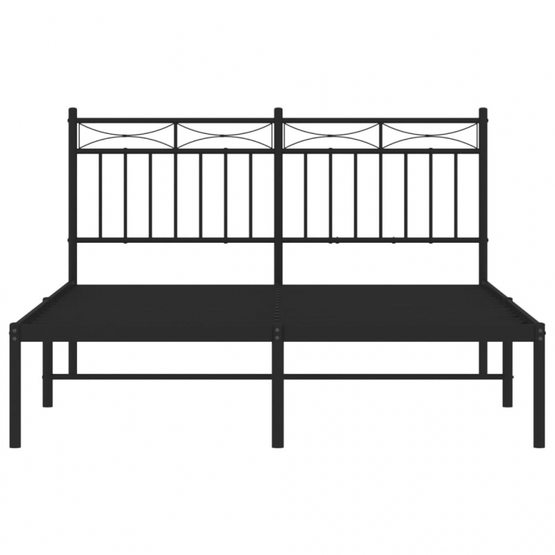 Bettgestell mit Kopfteil Metall Schwarz 140x190 cm