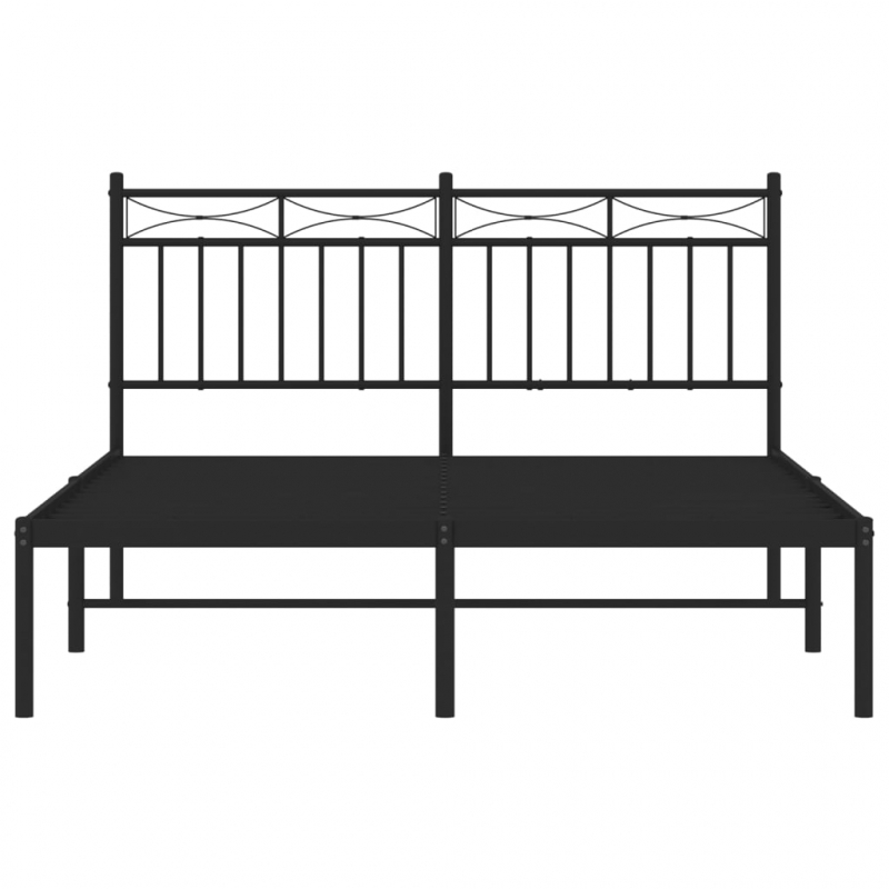Bettgestell mit Kopfteil Metall Schwarz 140x200 cm