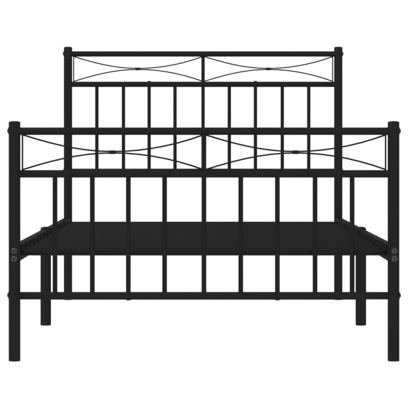 Bettgestell mit Kopf- und Fußteil Metall Schwarz 100x190 cm