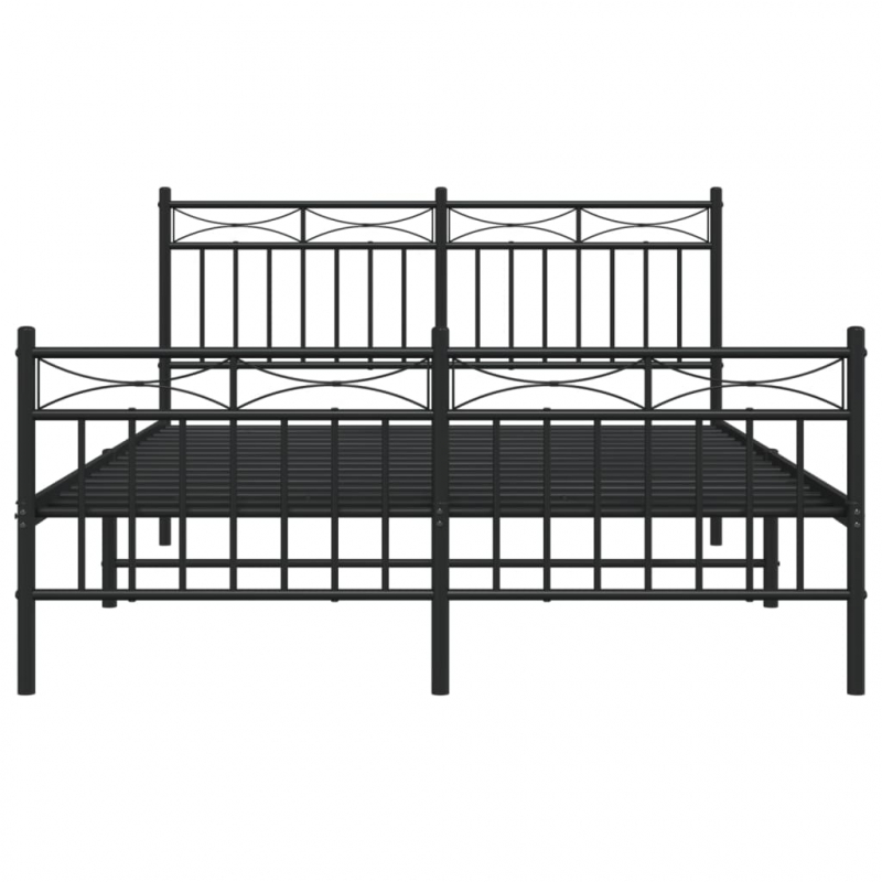 Bettgestell mit Kopf- und Fußteil Metall Schwarz 140x190 cm