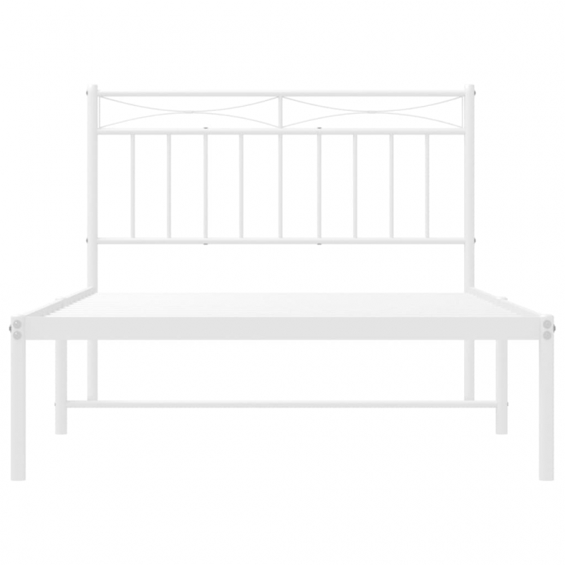 Bettgestell mit Kopfteil Metall Weiß 107x203 cm