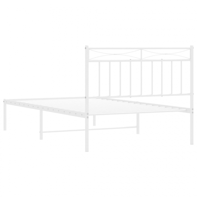 Bettgestell mit Kopfteil Metall Weiß 107x203 cm