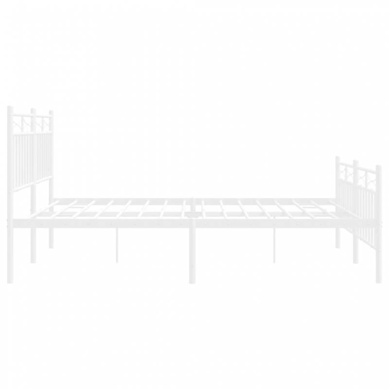 Bettgestell mit Kopf- und Fußteil Metall Weiß 150x200 cm