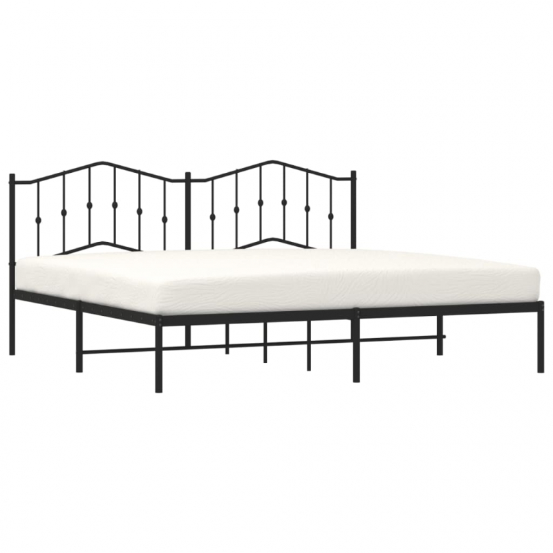 Bettgestell mit Kopfteil Metall Schwarz 193x203 cm