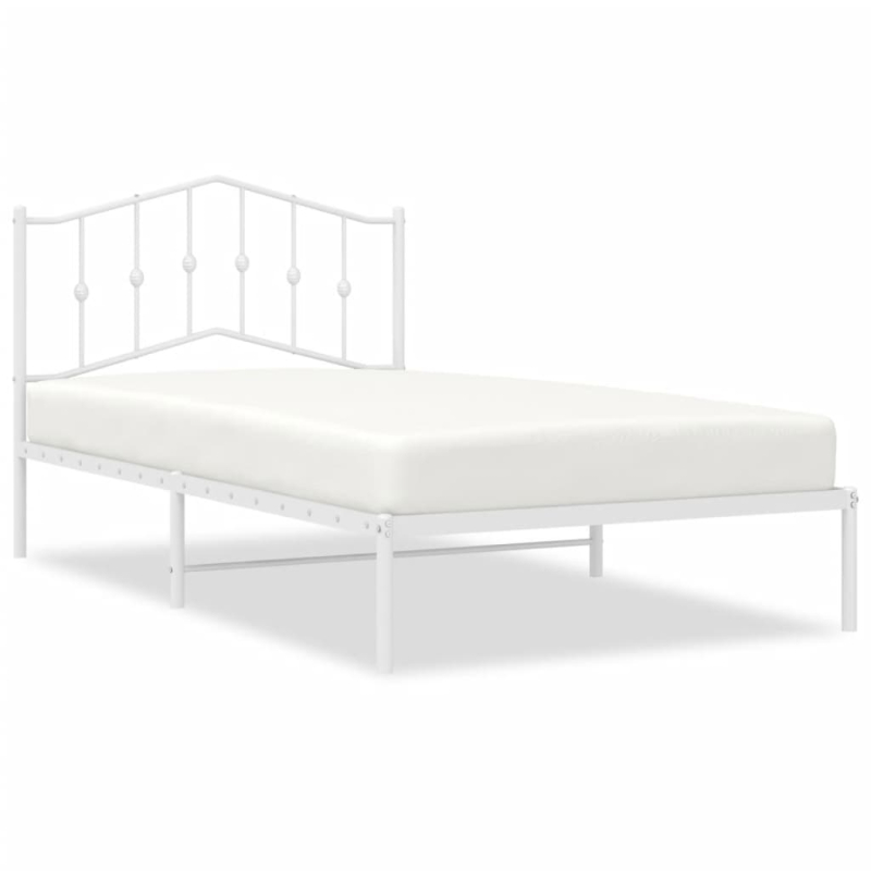 Bettgestell mit Kopfteil Metall Weiß 100x200 cm