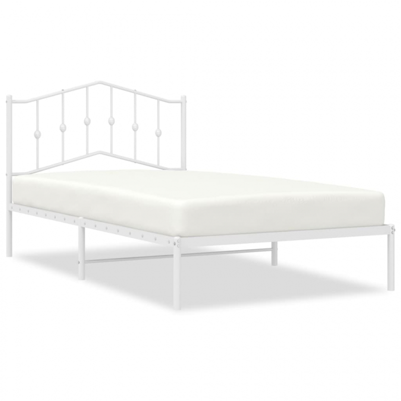 Bettgestell mit Kopfteil Metall Weiß 107x203 cm