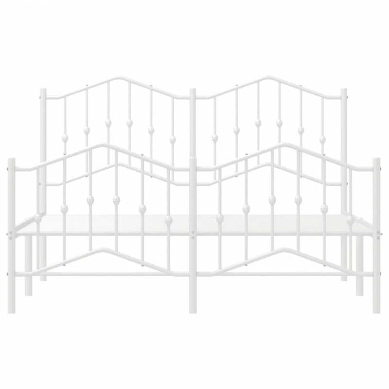 Bettgestell mit Kopf- und Fußteil Metall Weiß 135x190 cm