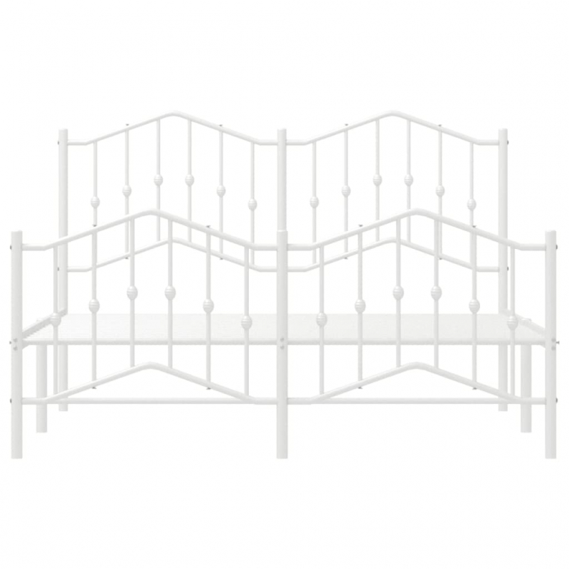 Bettgestell mit Kopf- und Fußteil Metall Weiß 140x190 cm