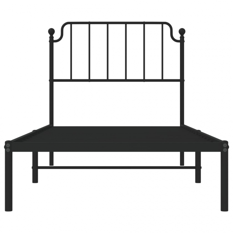 Bettgestell mit Kopfteil Metall Schwarz 90x190 cm