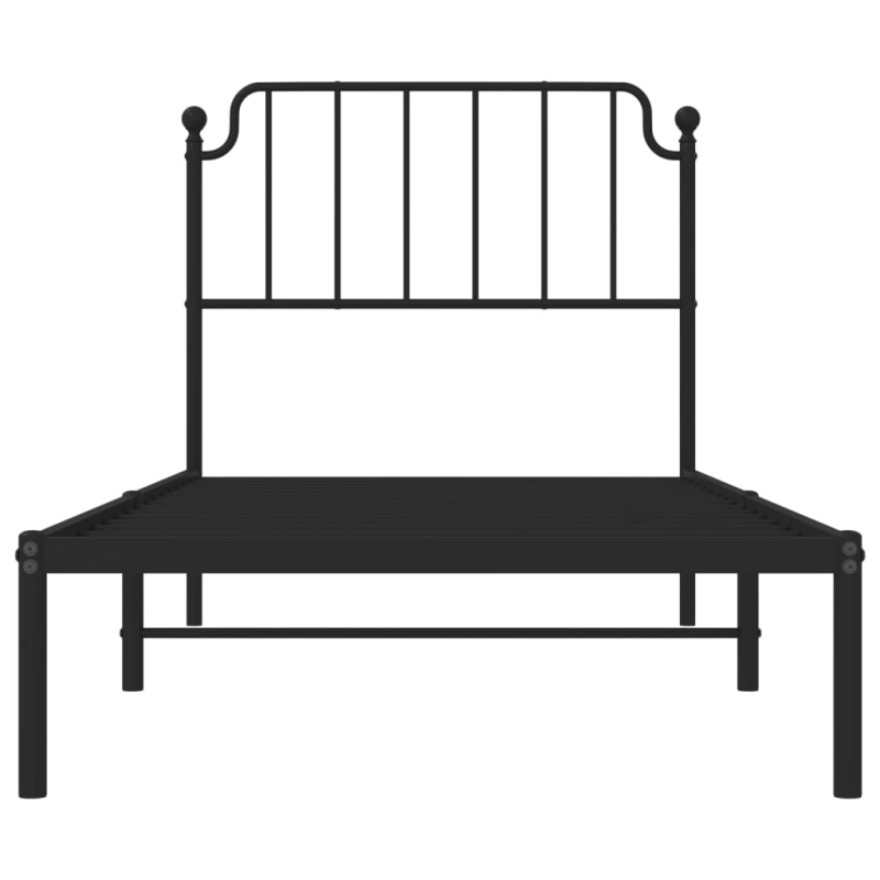 Bettgestell mit Kopfteil Metall Schwarz 90x200 cm