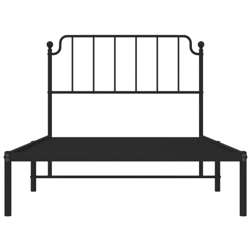 Bettgestell mit Kopfteil Metall Schwarz 107x203 cm