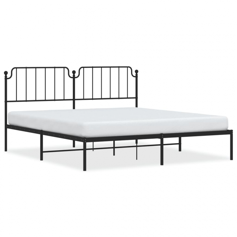 Bettgestell mit Kopfteil Metall Schwarz 183x213 cm
