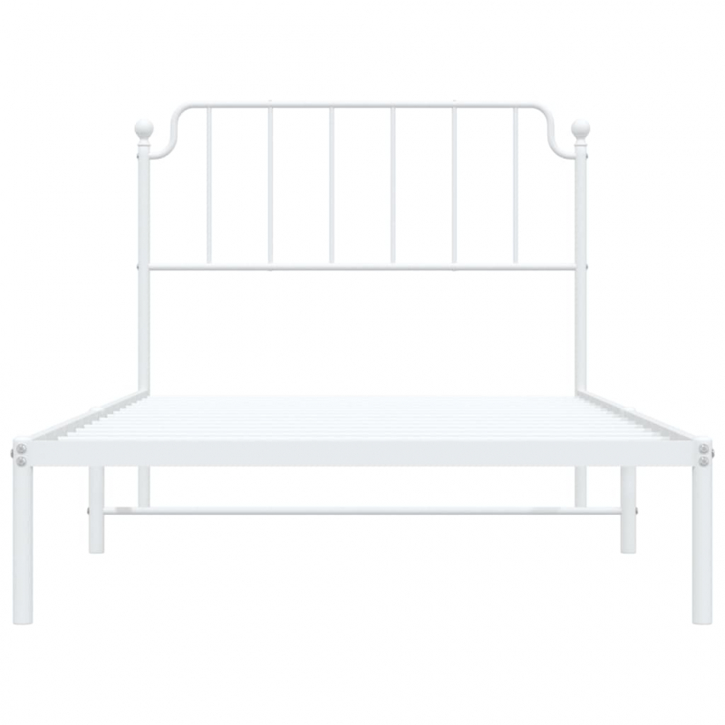 Bettgestell mit Kopfteil Metall Weiß 107x203 cm