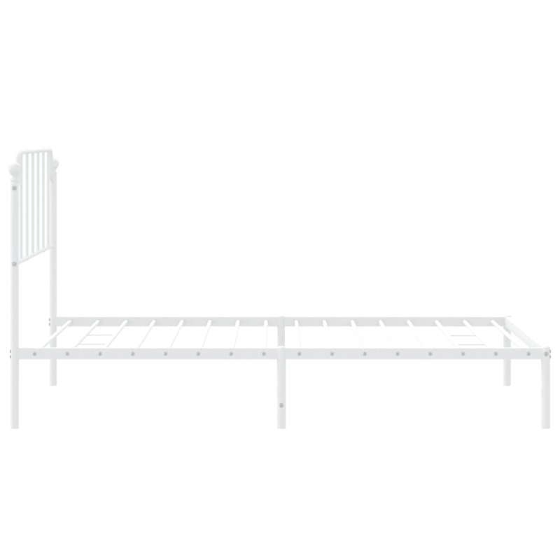 Bettgestell mit Kopfteil Metall Weiß 107x203 cm