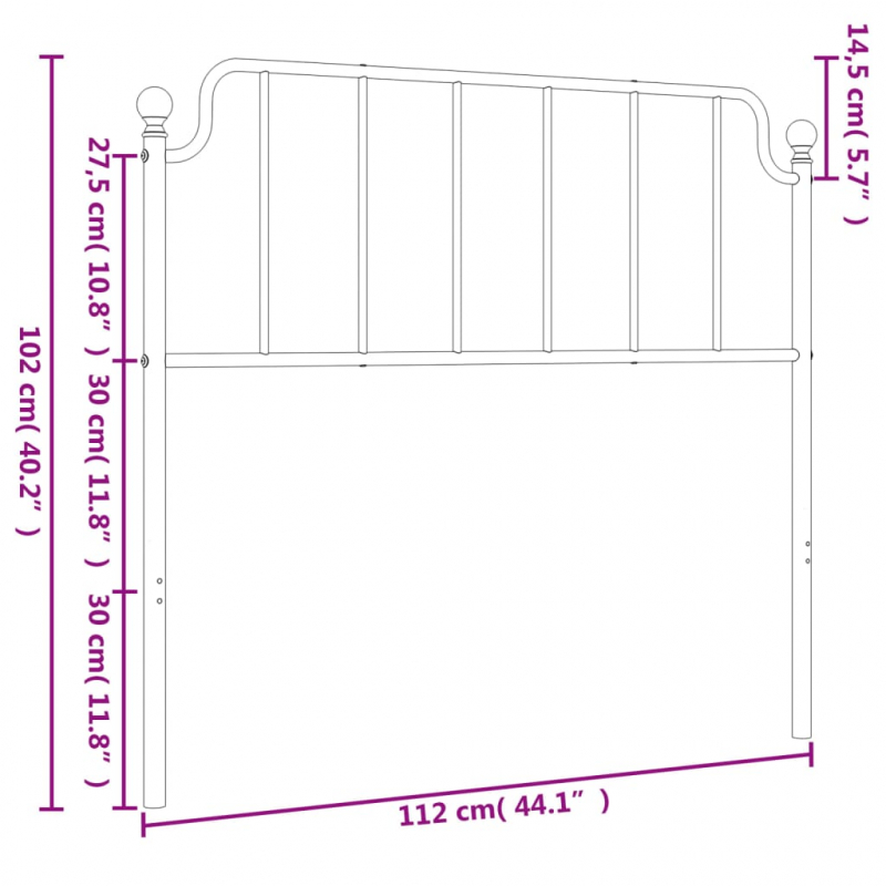 Kopfteil Metall Weiß 107 cm
