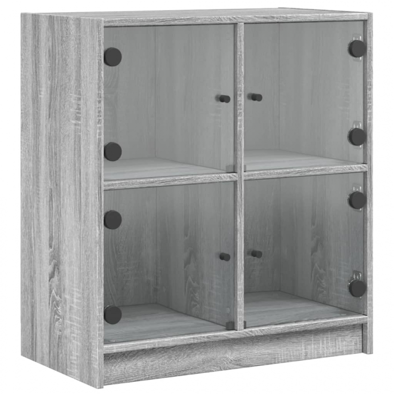 Beistellschrank mit Glastüren Grau Sonoma 68x37x75,5 cm