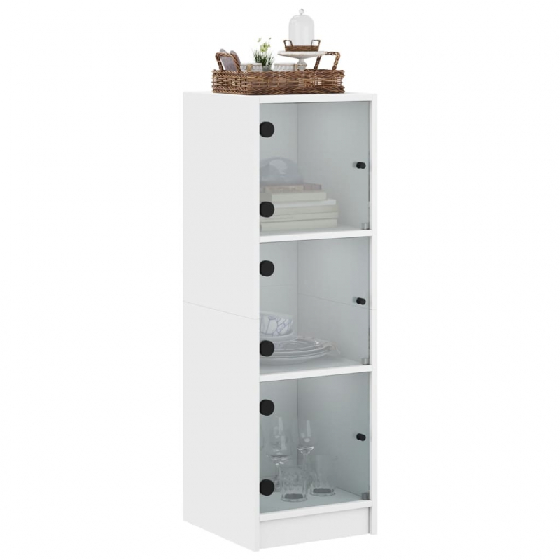 Highboard mit Glastüren Weiß 35x37x109 cm