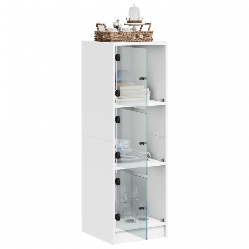Highboard mit Glastüren Weiß 35x37x109 cm