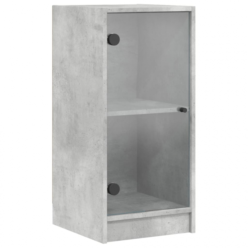 Beistellschrank mit Glastüren Betongrau 35x37x75,5 cm