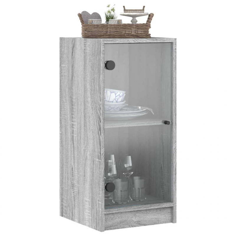 Beistellschrank mit Glastüren Grau Sonoma 35x37x75,5 cm