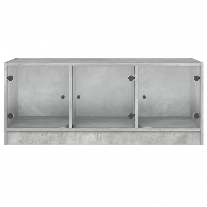 Couchtisch mit Glastüren Betongrau 102x50x42 cm