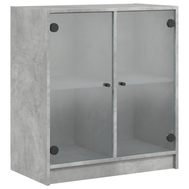 Beistellschrank mit Glastüren Betongrau 68x37x75,5 cm