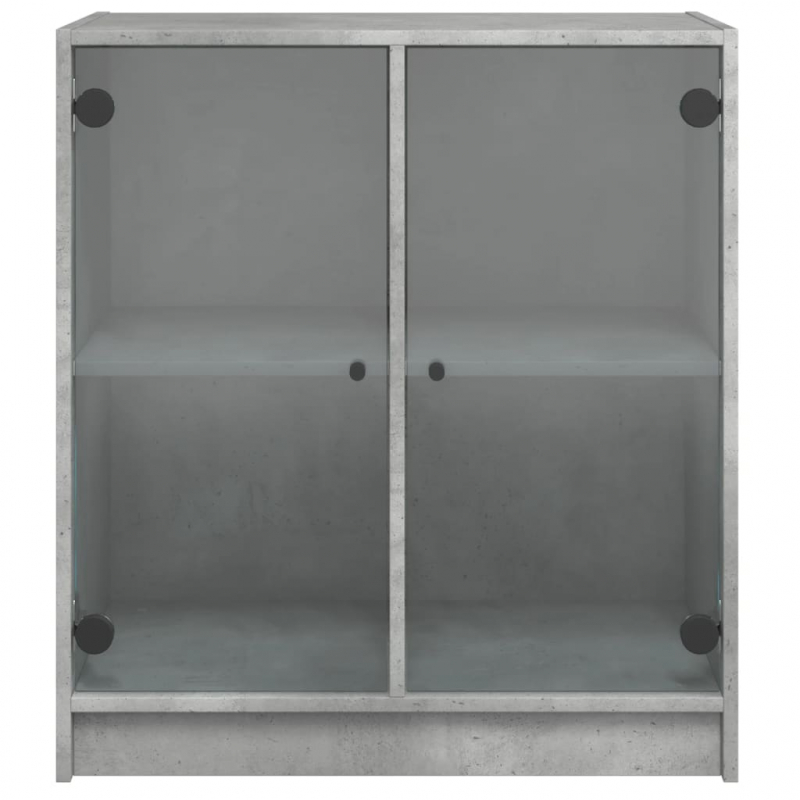 Beistellschrank mit Glastüren Betongrau 68x37x75,5 cm