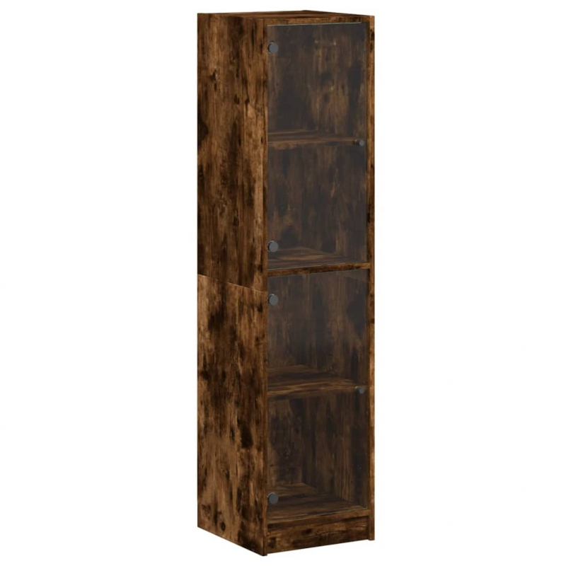 Highboard mit Glastüren Räuchereiche 35x37x142 cm