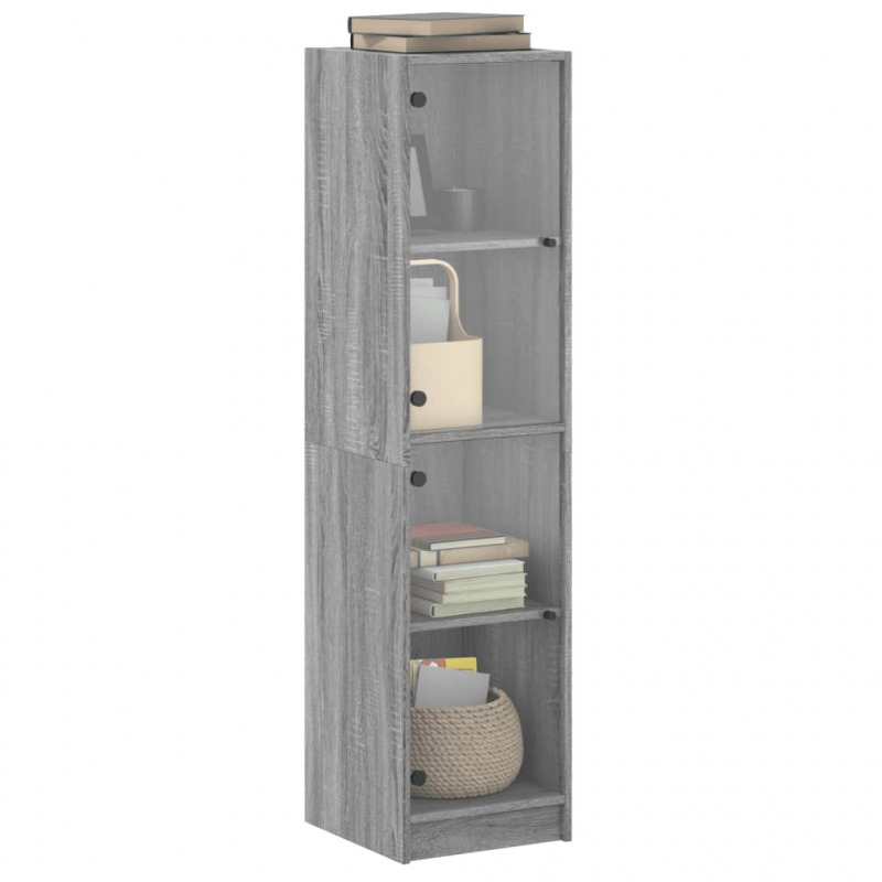 Highboard mit Glastüren Grau Sonoma 35x37x142 cm