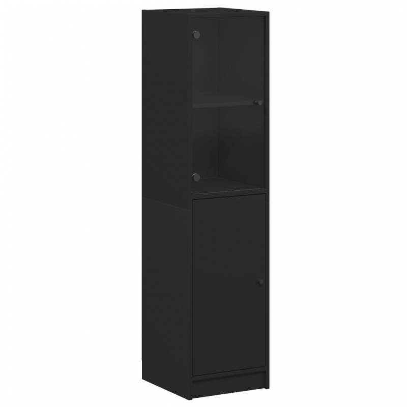 Highboard mit Glastür Schwarz 35x37x142 cm