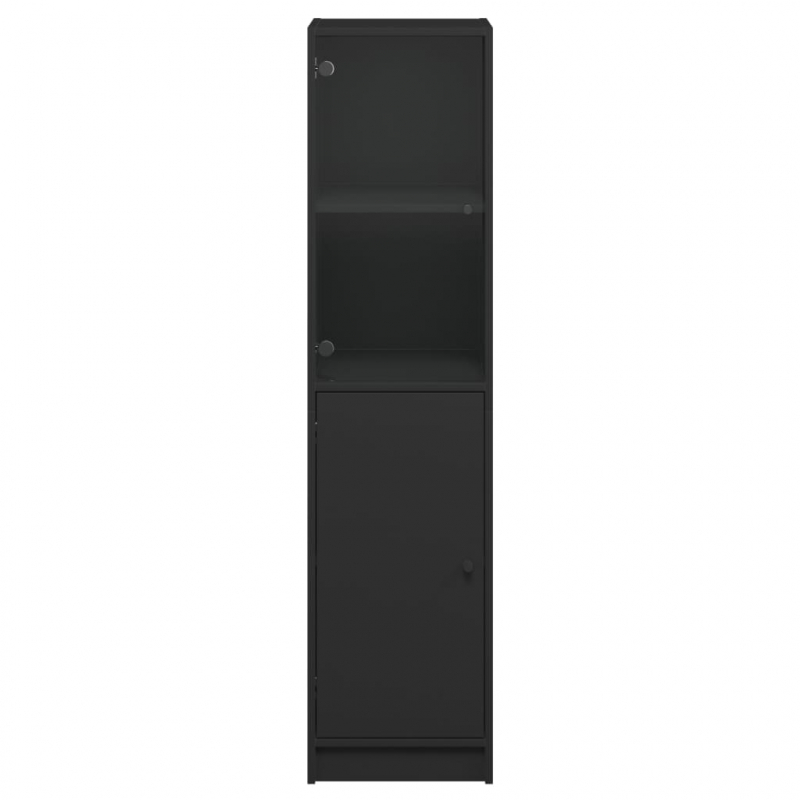 Highboard mit Glastür Schwarz 35x37x142 cm