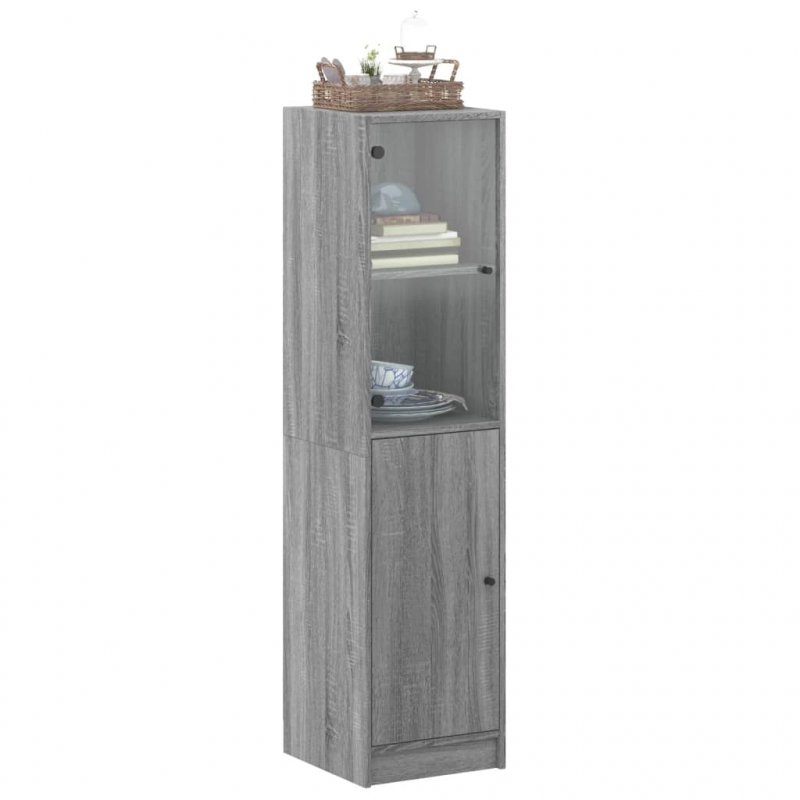 Highboard mit Glastür Grau Sonoma 35x37x142 cm