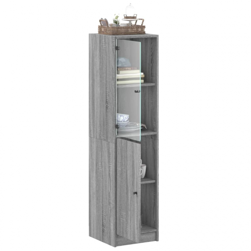Highboard mit Glastür Grau Sonoma 35x37x142 cm